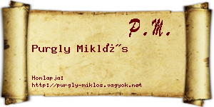 Purgly Miklós névjegykártya